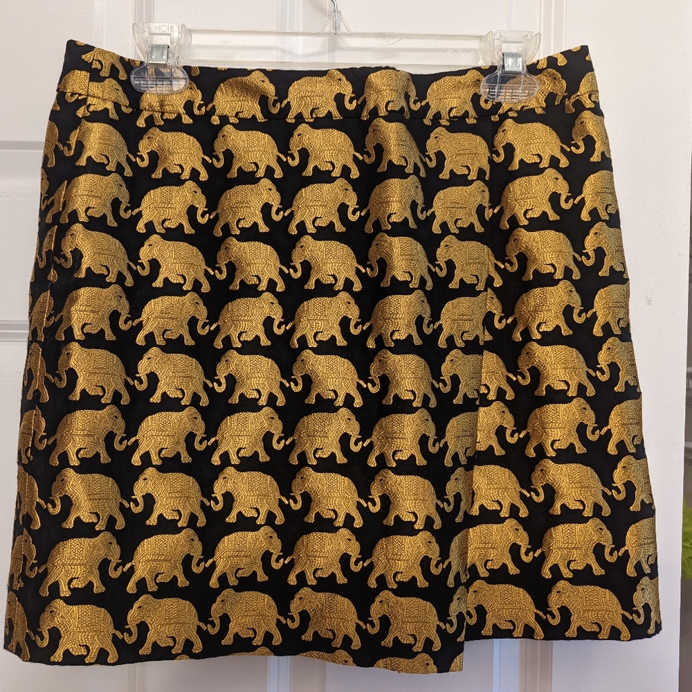 J.Crew EUC Metallic Gold Elephant Skirt Size 6